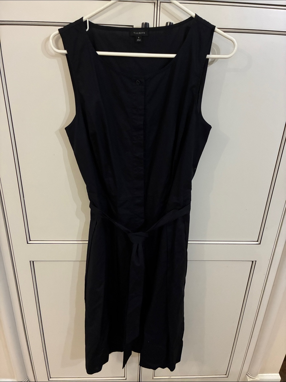 Talbots Black Sleeveless Tie-Waist A-Line Dress